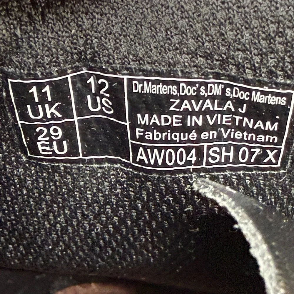 Dr‎ Martens Zavala Little Kids 12 Black Zip Combat Boots Punk Grunge